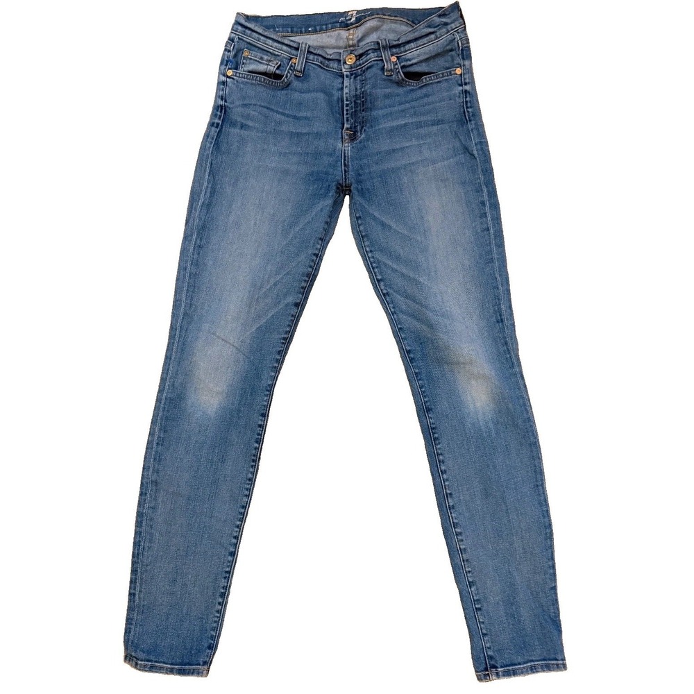 7 For All Mankind Womens Skinny Jeans Light Wash Stretch Slim Fit Size 29 USA